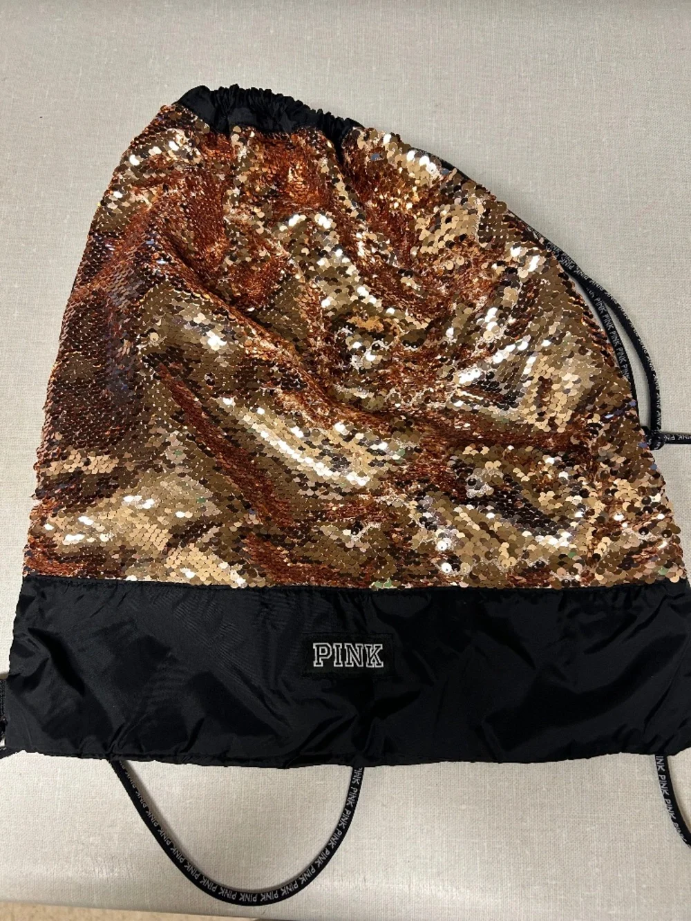 PINK Victorias Secret Gold Sequined Backpack